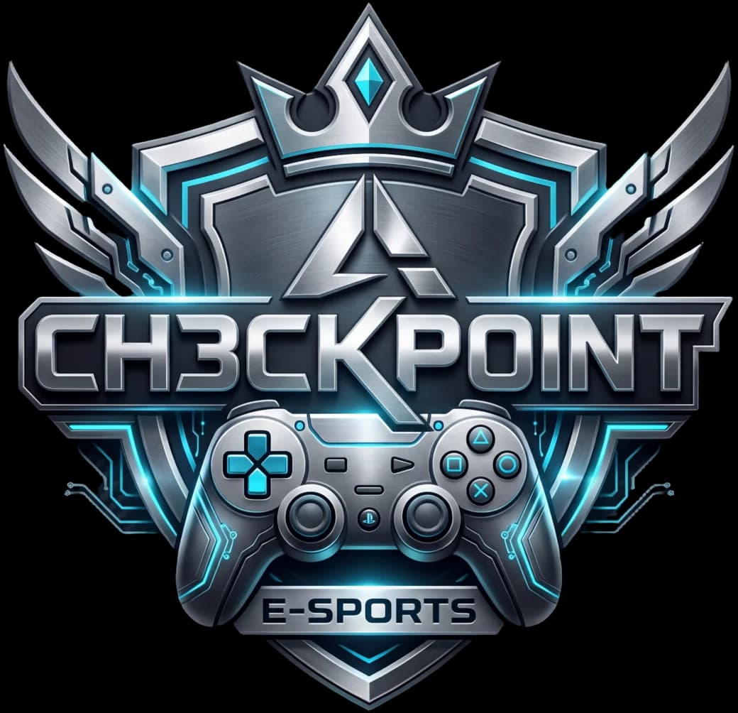 CH3CKPOINT esports crest: a winged shield with a crown and a game controller